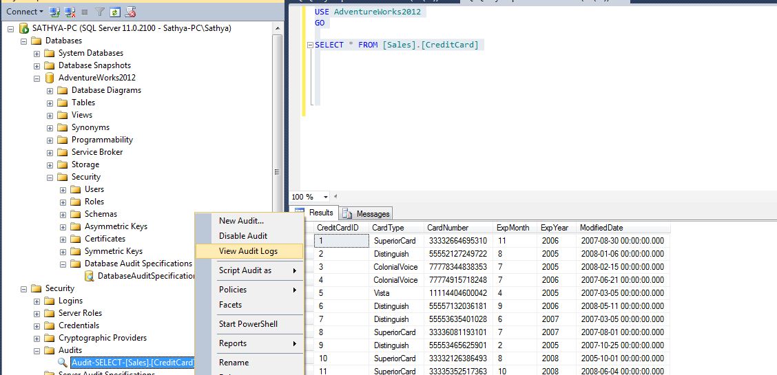 All about SQLServer SQL Server 2008 Audit SELECT performed on