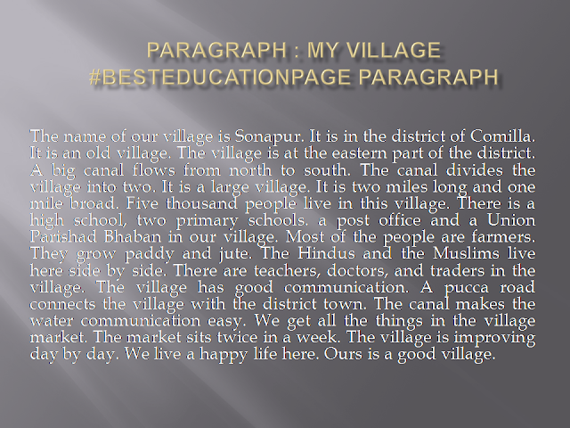 PARAGRAPH : My Village #besteducationpage paragraph