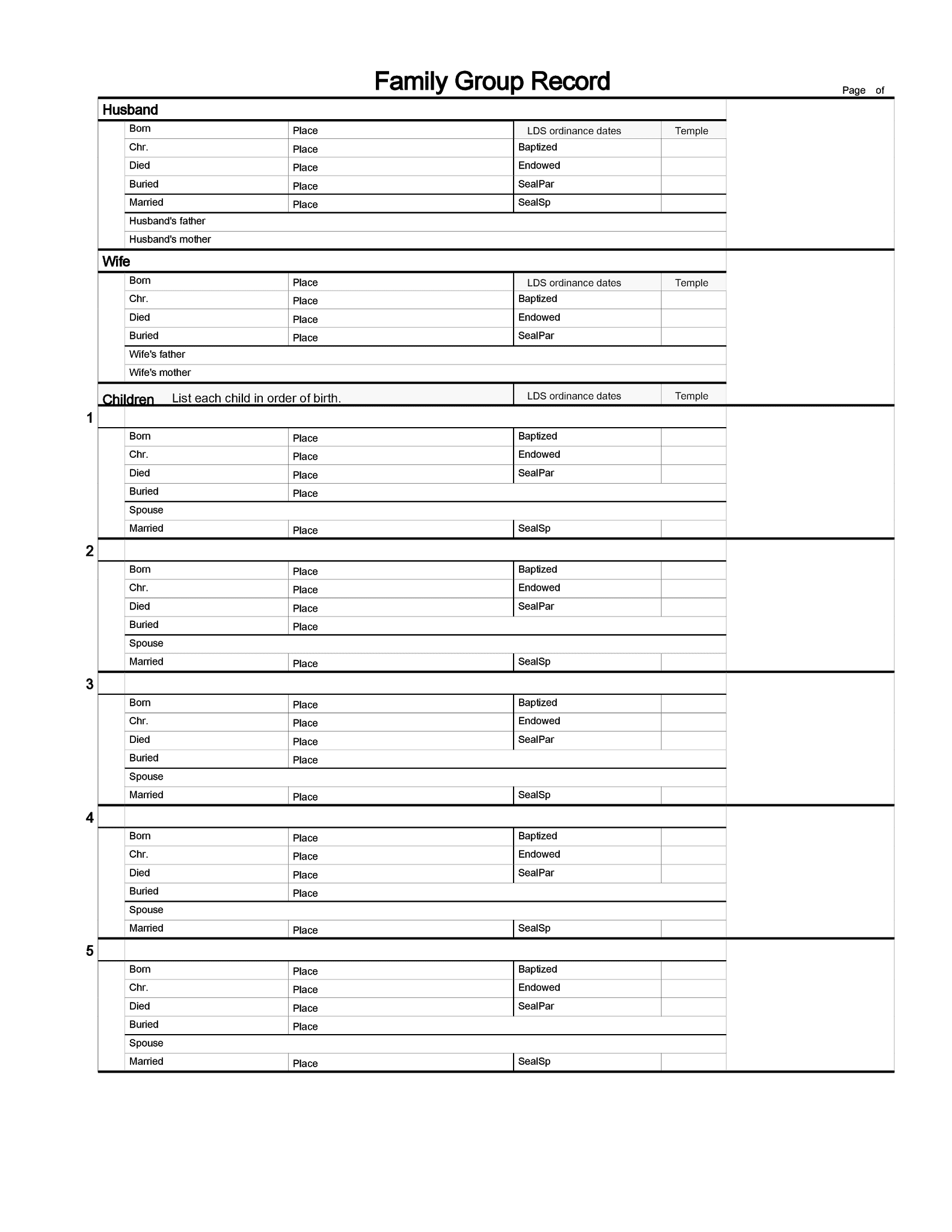 Family Group Record (FGR) with Photos