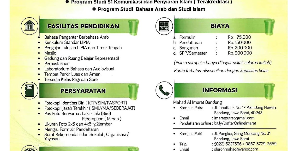 Pendaftaran Ma Had Al Imarat Bandung Tahun Ajaran 2019 Pangestupas Mari Belajar Ilmu Syar I