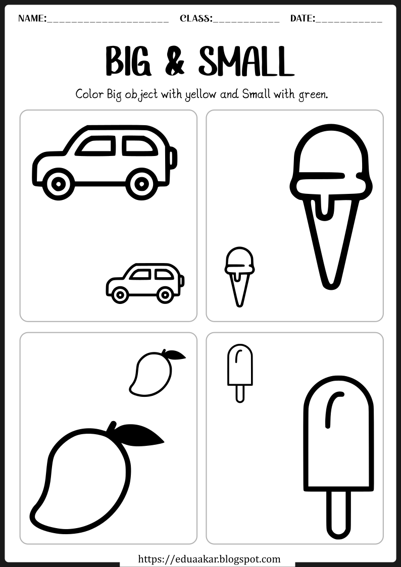 Big and Small Worksheet for Kids