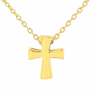 14k Yellow Gold Religious Mini Cross Necklace