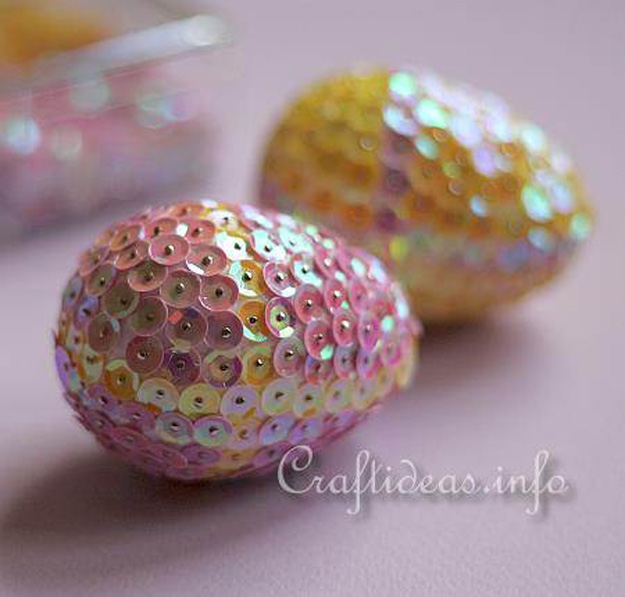 Easter Eggs Decorated with Sequins