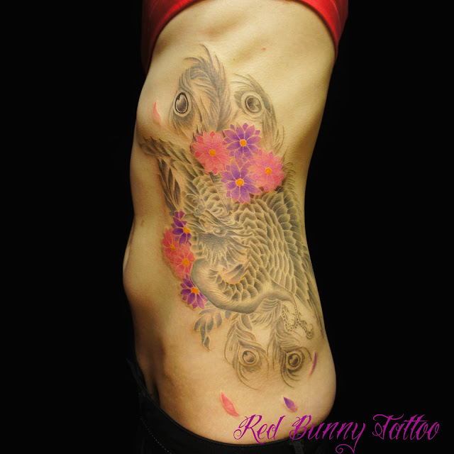  Phoenix     Marguerite flower tattoo 鳳凰タトゥー
