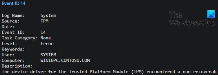이벤트 ID 14 및 17 - TPM 명령 실패-1