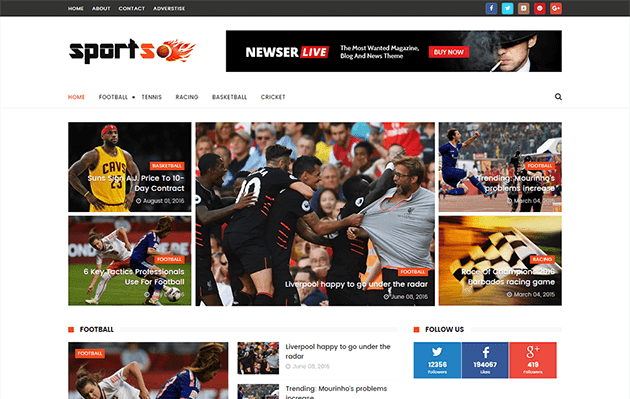 Sports Mag is one of the Best and Unique Sports Blogger Template forever and Sports like S Sports Mag   
