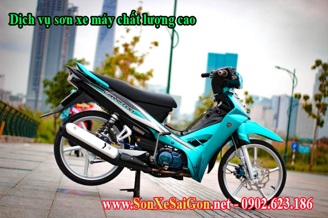Sơn xe máy Yamaha Sirius màu xanh ngọc lục bảo cực đẹp - Sơn Xe Sài Gòn