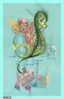 vintage baby mermaid suitcase seahorse