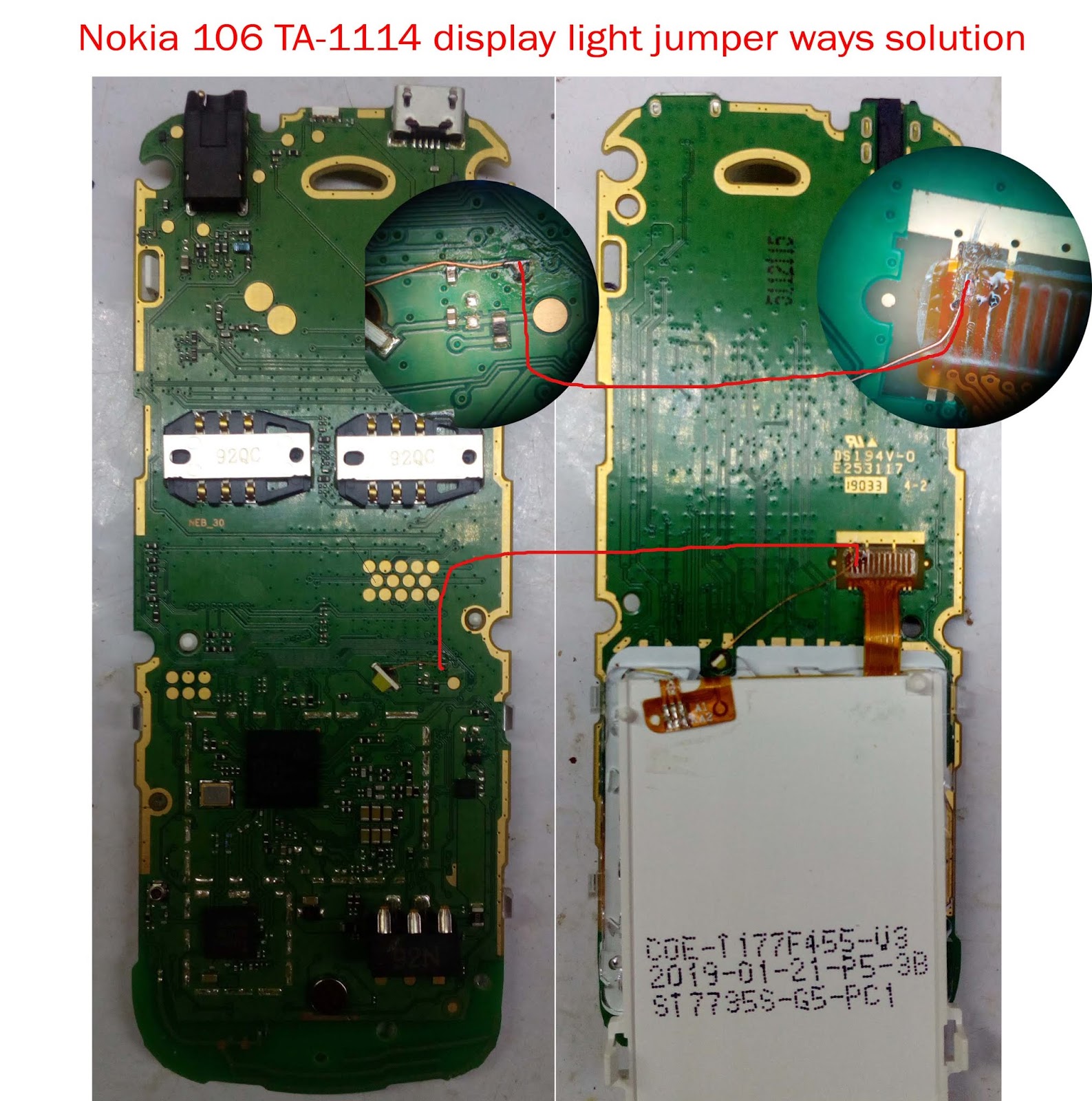 Slanka Flash files Nokia 106 TA1114 display light jumper ways solution