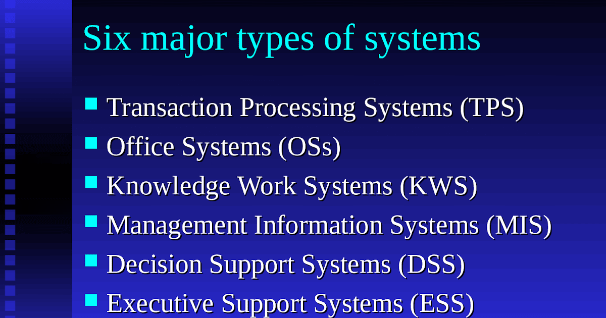 Six Major Types Of Information Systems