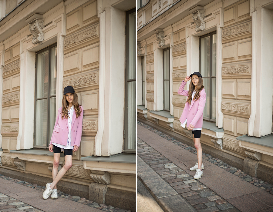 Rento ja sporttinen kesäasu + pinkki bleiseri // Casual and sporty summer outfit + pink blazer