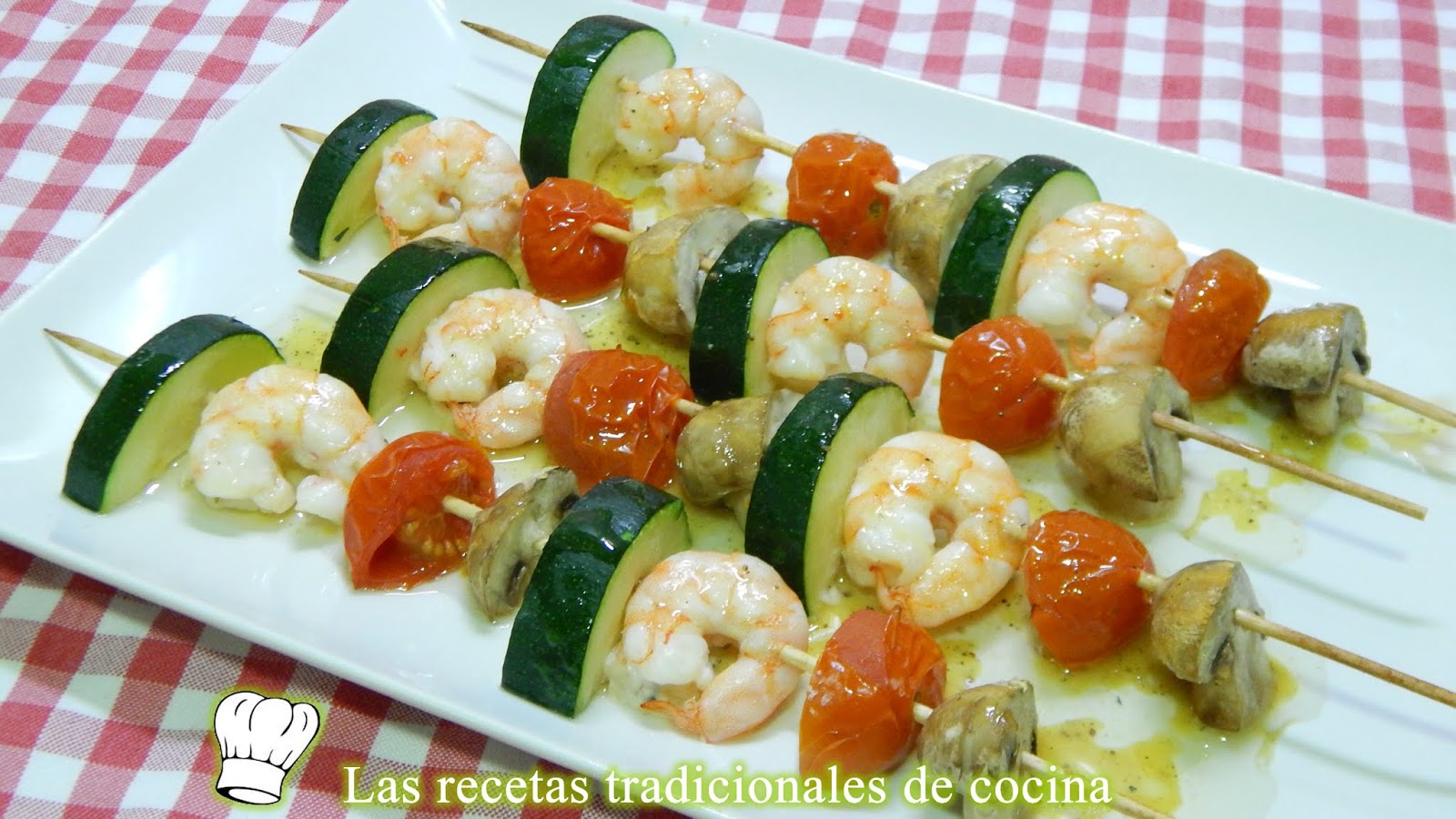 Receta Fácil De Brochetas De Langostinos Con Vinagreta De Mostaza Y Miel