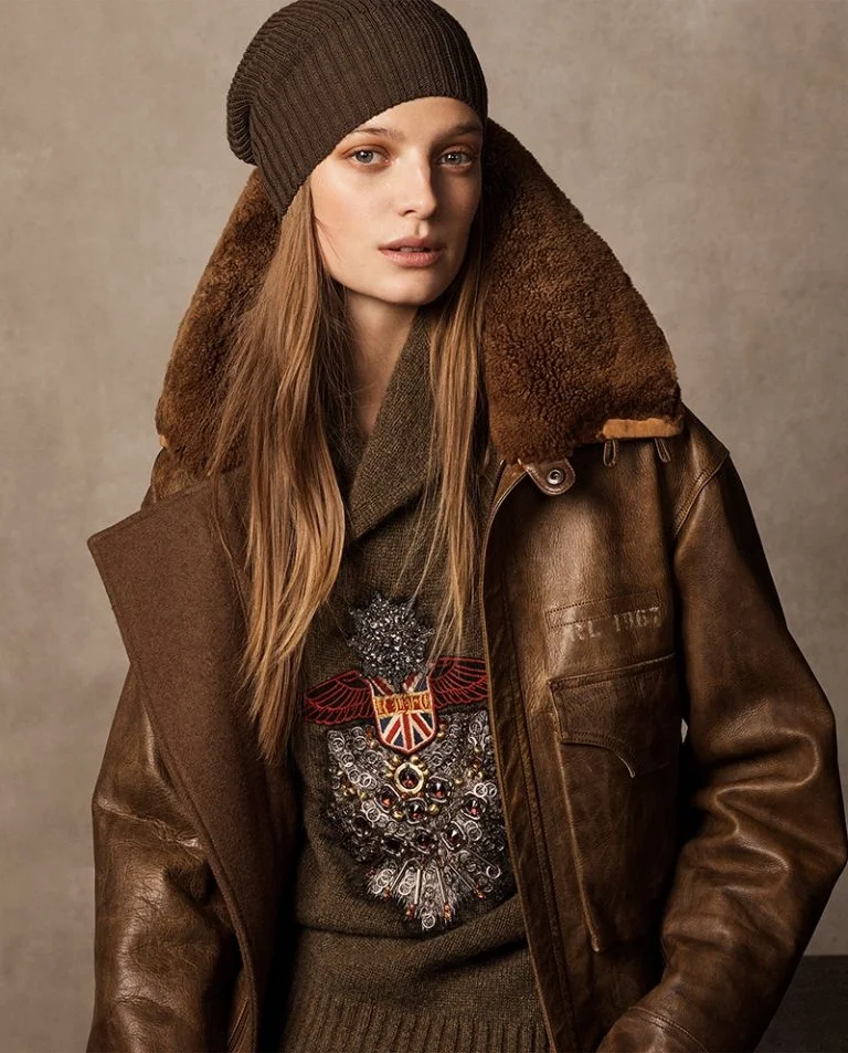 Ralph Lauren Collection ‘Grayden’ Leather Coat, Embroidered Shawl Sweater and ‘Watchman’ Cashmere Hat