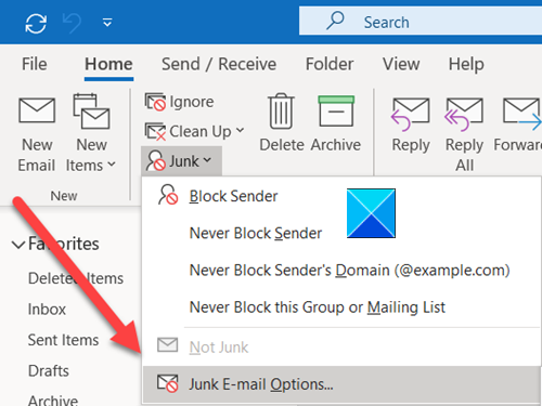 Faltan entradas de remitentes bloqueados en Outlook Web App