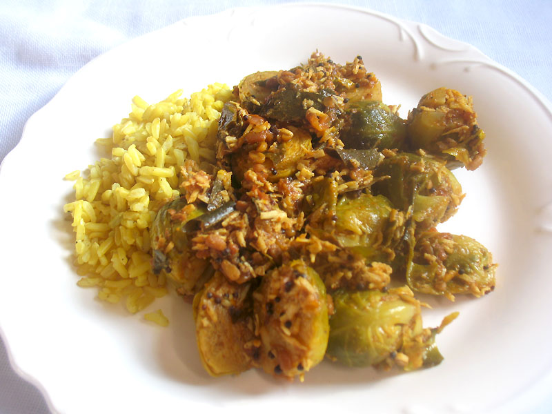 Brussels Sprouts Poryial (South Indian Brussels Sprouts with Coconut