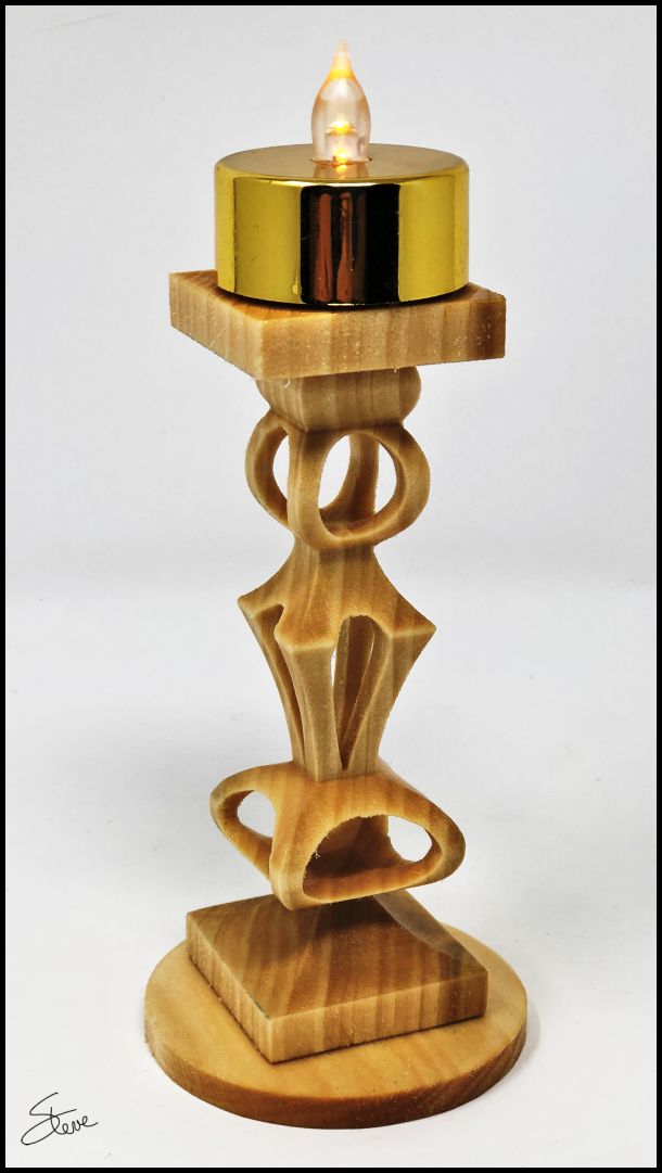 Scrollsaw Compound Cut Tea Light Candle Stand Scroll Saw Pattern.
