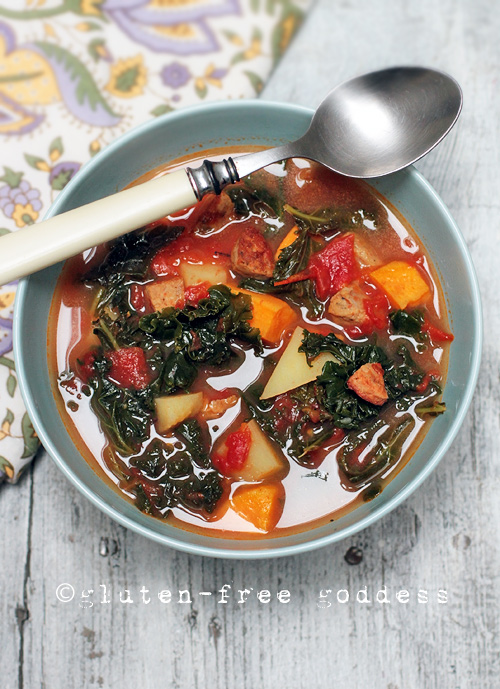 Rustic Kale Soup with Sausage and Sweet Potato