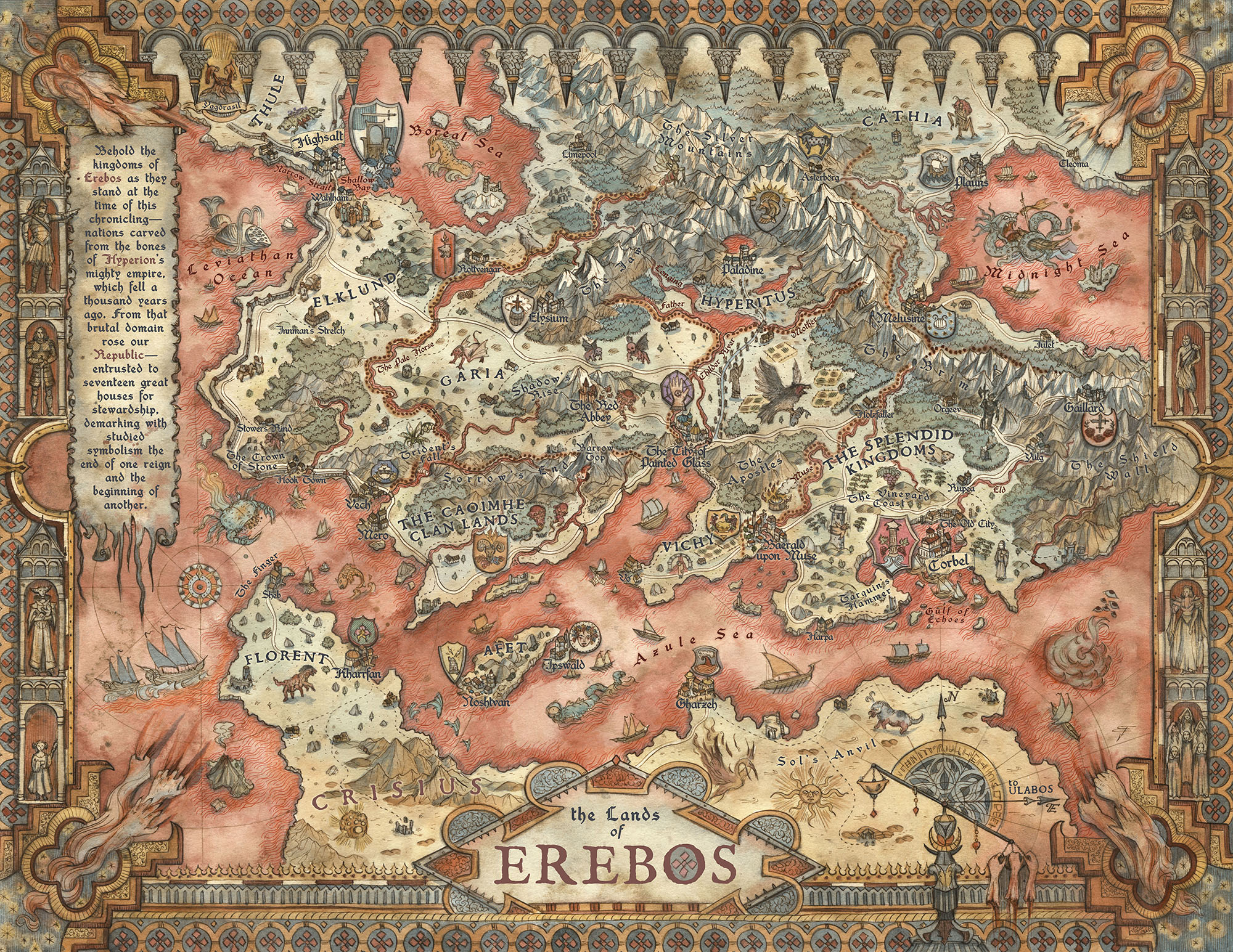 El Descanso del Escriba: Mapa de Erebos,el mundo de Blackbirds RPG