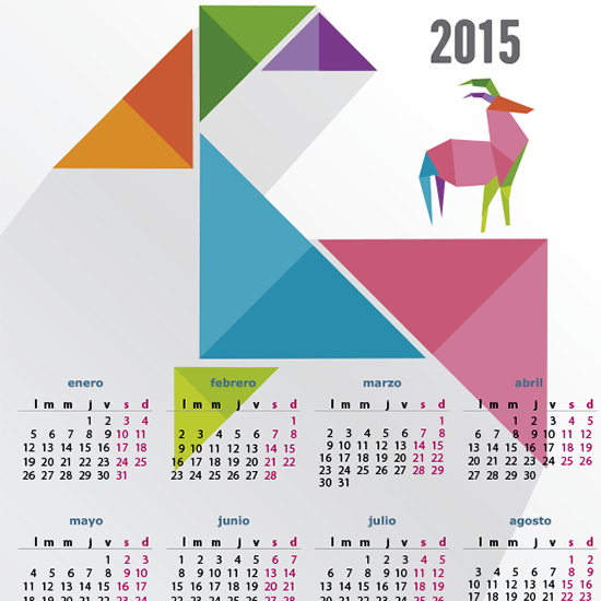 Calendario 2015 carnero de origami - vector