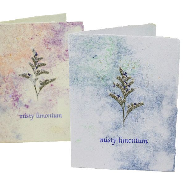 handmade paper has been used to make two greeting cards