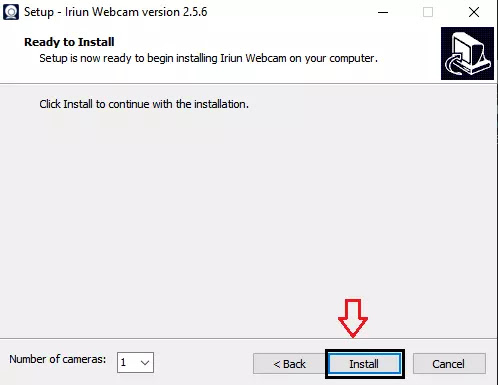 ready to install tap on install Use Android phone as Webcam