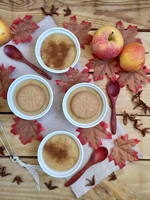 Natillas de manzana. Postre de otoño, aprovechamiento, fácil, tradicional, canela, rico, sin horno Cuca
