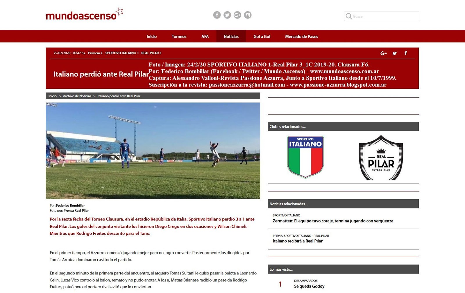 Revista Passione Azzurra-Junto al Sportivo Italiano desde el 10/7/1999