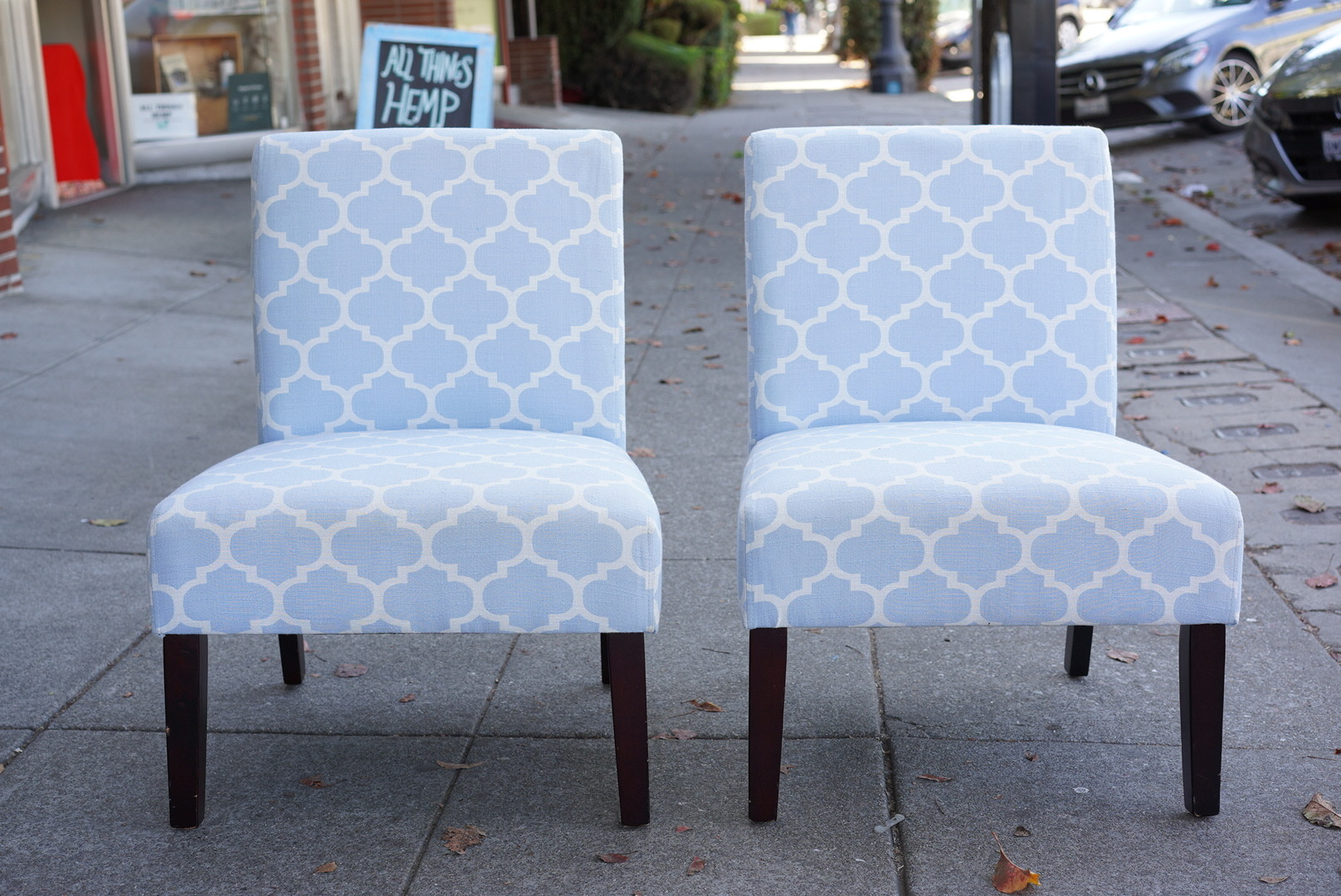 UHURU FURNITURE & COLLECTIBLES SOLD 100410 Pair of Armless Baby Blue