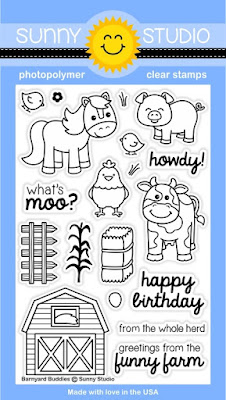 Sunny Studio Stamps: Introducing Barnyard Buddies 4x6 Farm Animals Photopolymer Clear Stamp Set