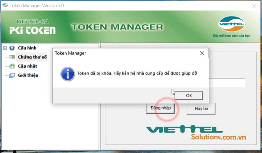 Hướng dẫn mở khóa mã PIN USB token ViettelCA