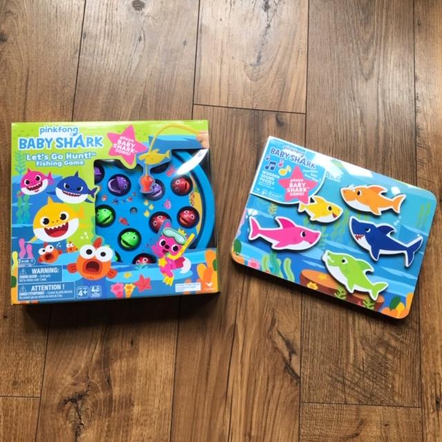 The Breastest News: Review & Giveaway: Baby Shark Wooden Sound Puzzle &  Let's Go Hunt Fishing Game
