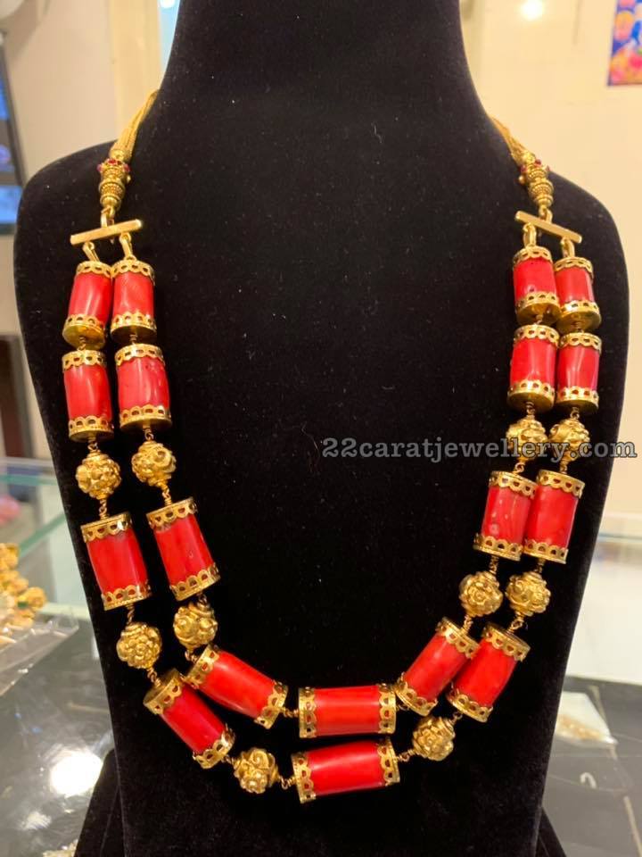 Coral Beads Haram in Two Layers - Jewellery Designs