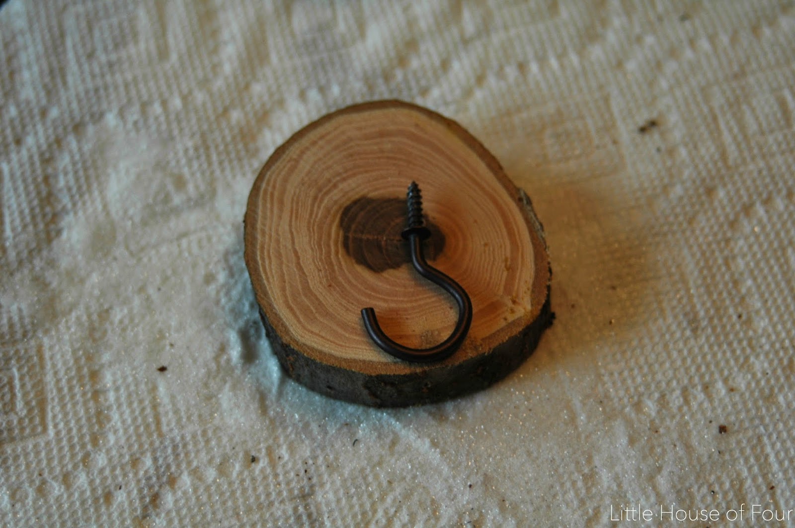 November DIY Challenge Painted Wood Slice Hooks Little House of Four