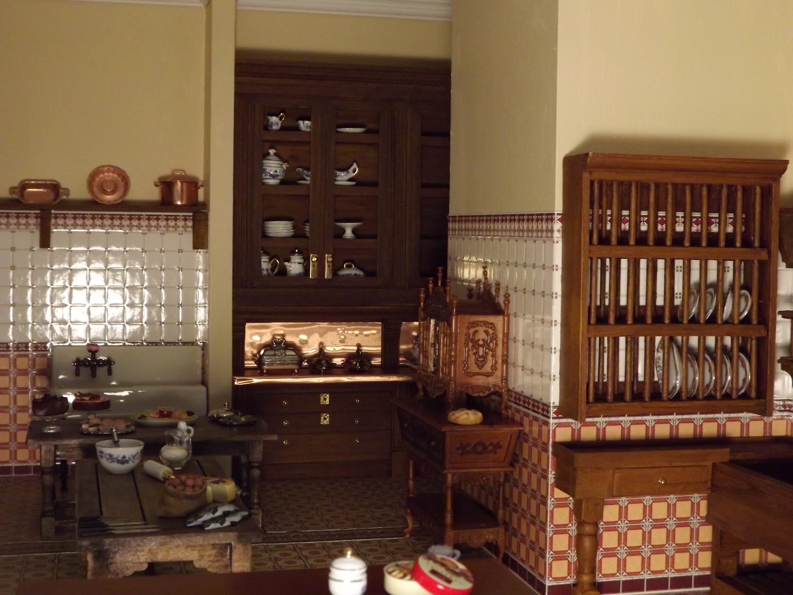 Late Victorian English Manor Dollhouse 1/12 Miniature from Scratch Finished Kitchen, Butler's