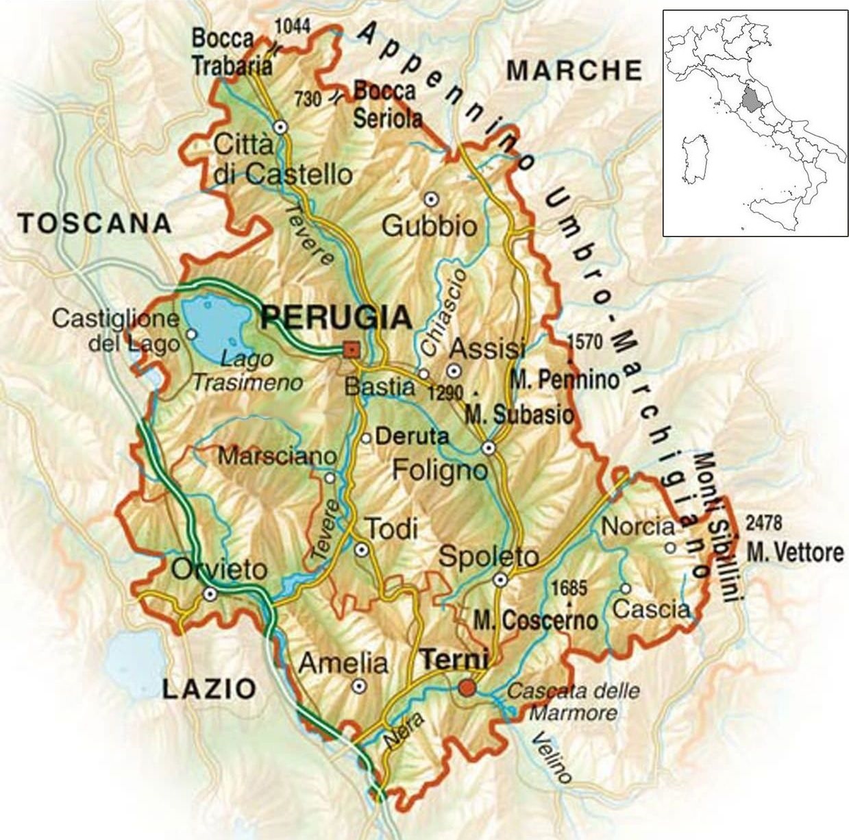 umbria tourist map