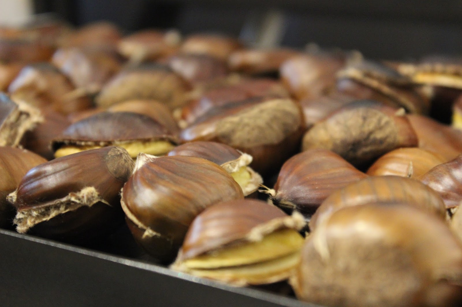 Heiße Maronen aus dem Kontaktgrill (Esskastanien)