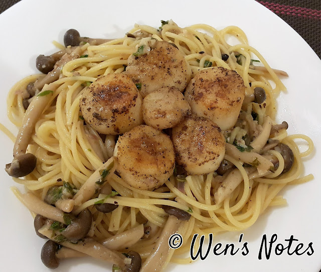 Seared Scallops with Pasta and Mushrooms Wen's Notes