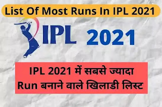 आईपीएल 2021 में सबसे ज्यादा रन  बनाने वाले 10 खिलाडी । IPL 2021 top run scorer Player List IPL 2021 top run scorer Player List