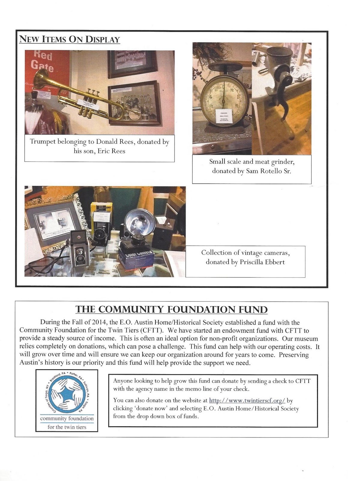 Awesome Austin E.O. Austin Home/Historical Society Fall 2017 Newsletter