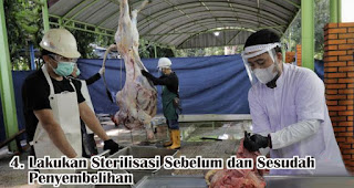 Lakukan Sterilisasi Sebelum dan Sesudah Penyembelihan merupakan salah satu tips agar tetap aman berqurban di tengah pandemi