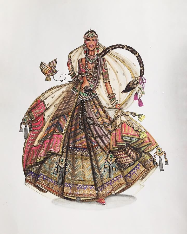10-Indian-Dress-Drawings-Anoopbarwa-www-designstack-co