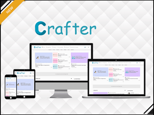 Crafter - Clean & UI Magazine Blogger Template - Blogger Template 2023