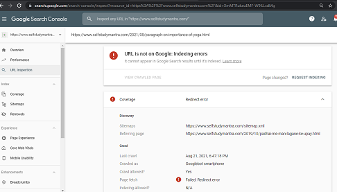 Redirect error in google search console, Simple steps to Fix redirect error google search console blogger