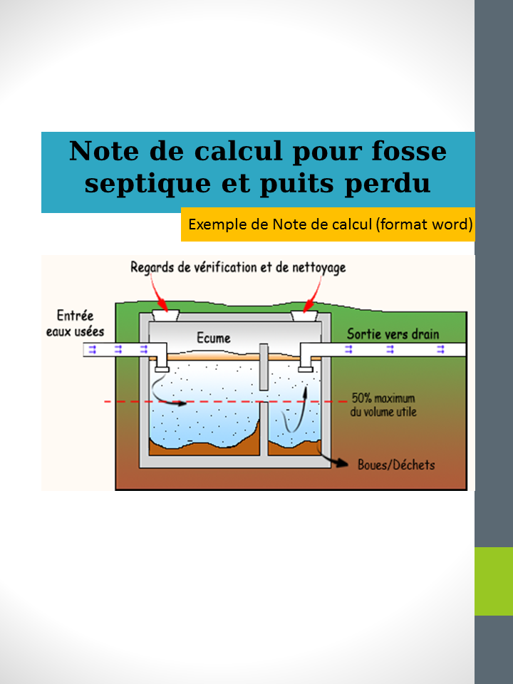 Note de calcul pour fosse septique et puits perdupage