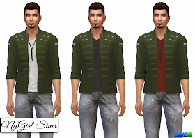 NyGirl Sims 4: Military Jacket with V-Neck Tee