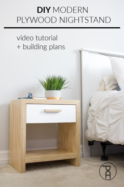 Diy Modern Plywood Nightstand, Under Bedside Cabinet Plans