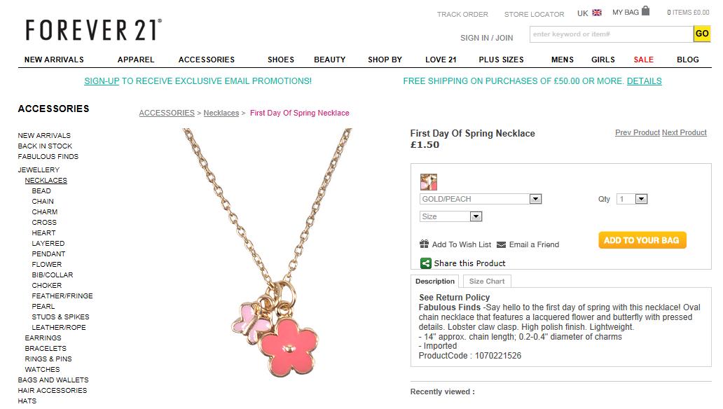 ... is more information about the necklace from the forever 21 website
