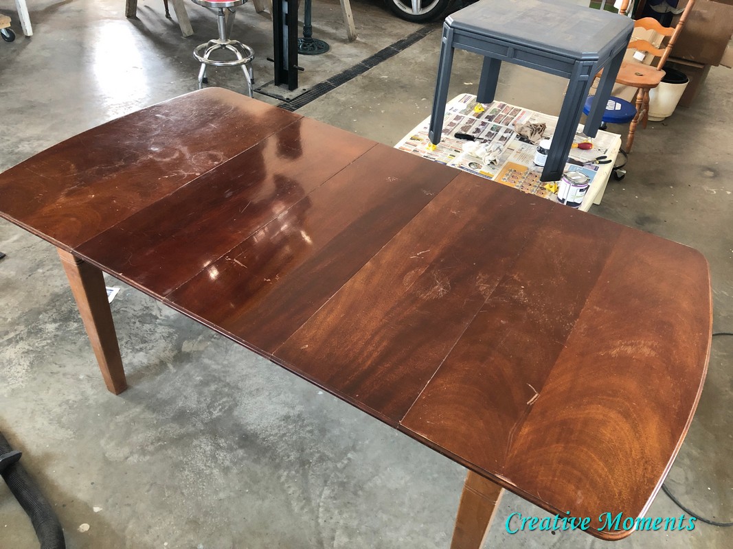 3 Leaf Dining Table Refinished in Cappuccino and Algonquin