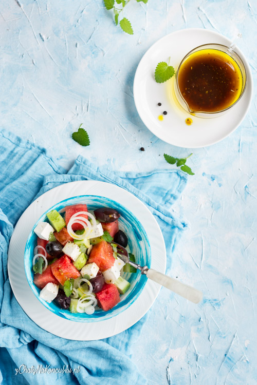 salatka z arbuzem i fetą letnia sałatka