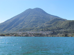 Looking at San Pedro with Volcan Holiman in the background, Lago Atitlan